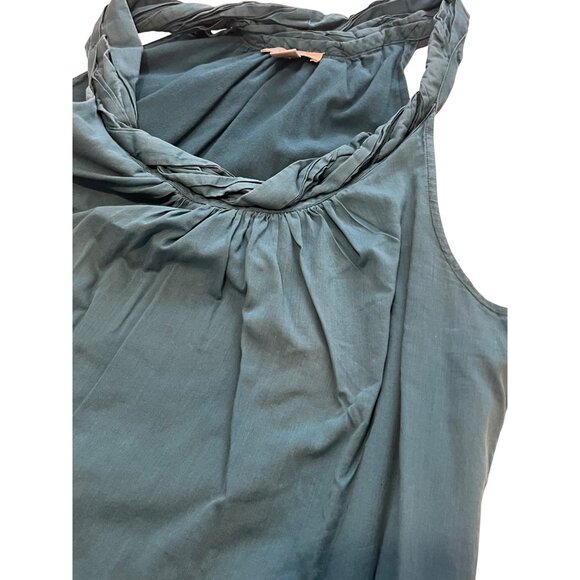 Loft Large Top 100% Cotton Lined Sleeveless Blue/Green Casual Beach - Picture 3 of 13